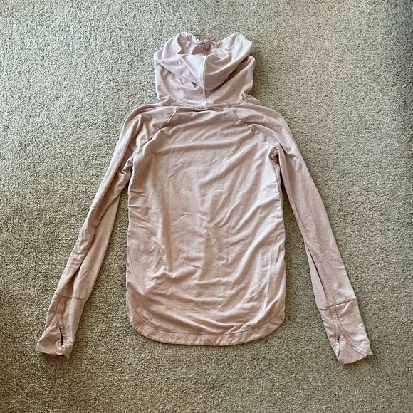 Athleta uptempo lightweight hooded pullover blush pink split sides thumbholes XS - Picture 5 of 6